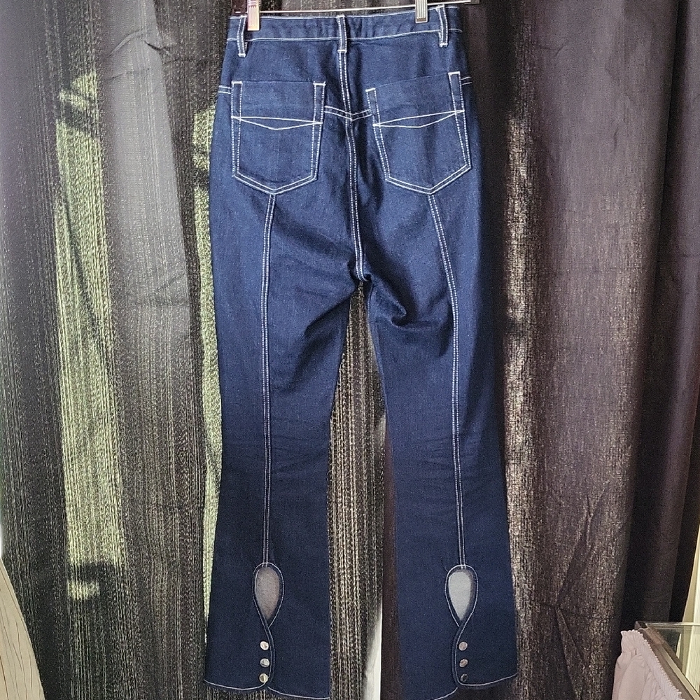 Witchery Dark Blue Denim Jeans, Peekaboo Calves, Size 8